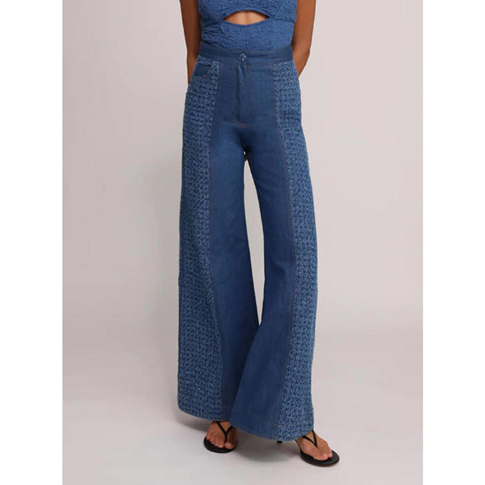 Sabina Musayev Ace Pants  denim wide leg dark blue size S NWT $345 msrp